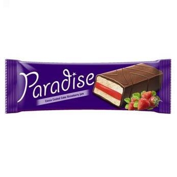 PARADISE cocoa coated and strawberry cream cake 25gr