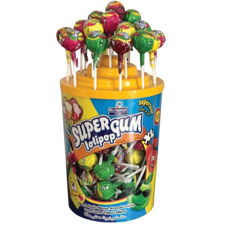 SUPER GUM lollipops with rubber 16gr